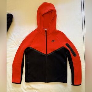 Nike Tech fleece zip-up hoodie - Red&Black, YXL